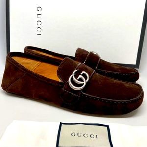 GUCCI GG Marmont Logo Noel Suede Loafers